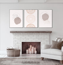 Load image into Gallery viewer, Mid Century Line Art Set of 3, Brown Pink Abstract Wall Art Set
