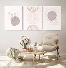 Load image into Gallery viewer, Neutral Color Abstract Art Set of 3 Prints in White frames
