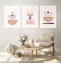 Load image into Gallery viewer, Terracotta Color Abstract Set of 3 Prints, Neutral Color Geometric Wall Art Set
