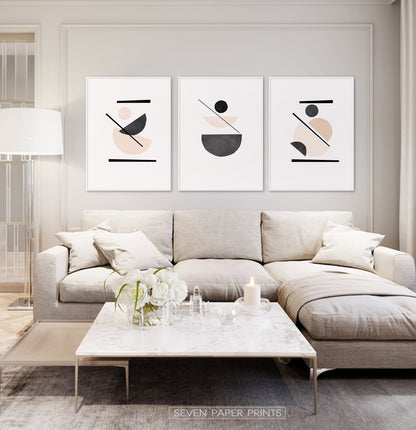 Mustard print, Neutral Modern Boho Minimalist Print Set