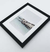 Load image into Gallery viewer, A white shore of the ocean photo in a black frame
