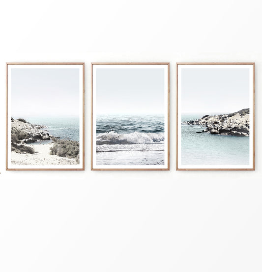 Beach coastal 3 piece wall art
