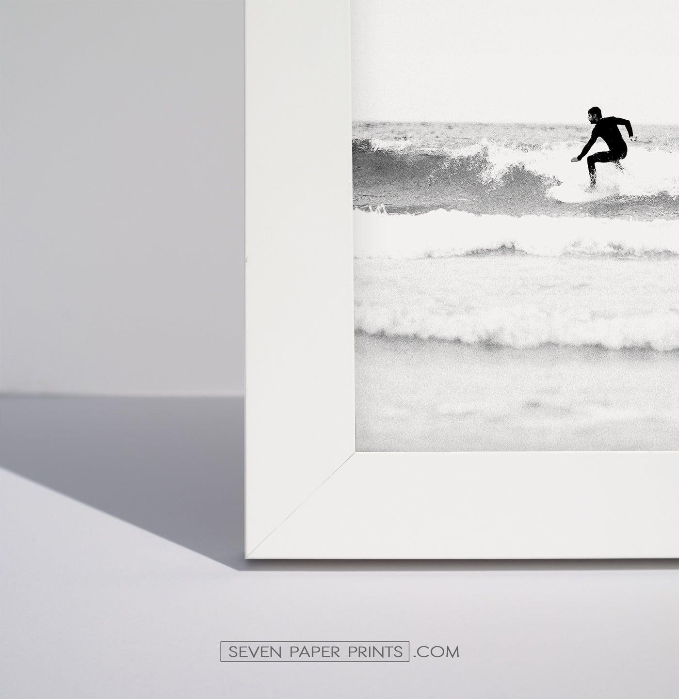 3 Piece Black and White Framed Surfing Posters with Palms