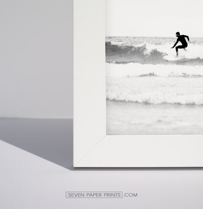 3 Piece Black and White Framed Surfing Posters with Palms