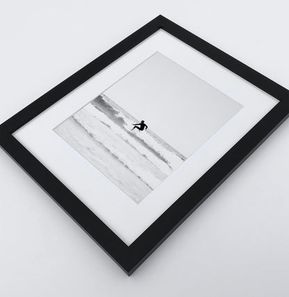 3 Piece Black and White Framed Surfing Posters with Palms