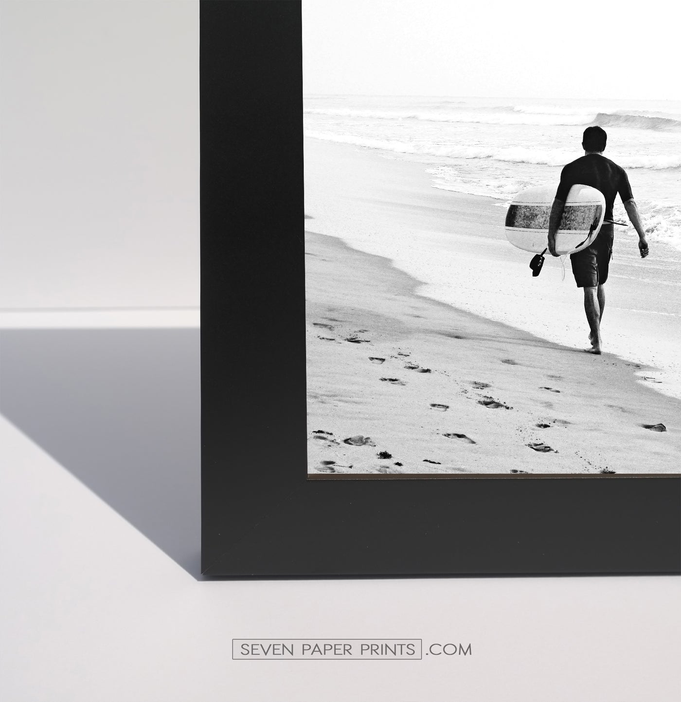 3 Piece Black and White Framed Surfing Posters with Palms