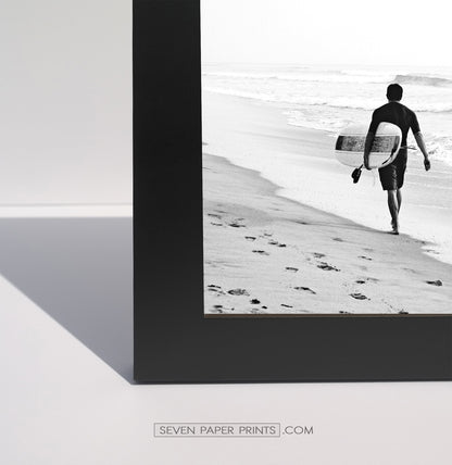 3 Piece Black and White Framed Surfing Posters with Palms