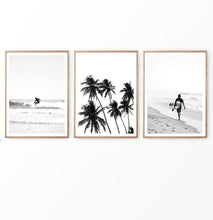 Load image into Gallery viewer, Black and white beach photography triptych
