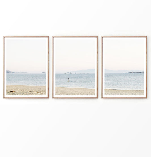 Beach Photography Triptych, Minimalist coastal wall art set