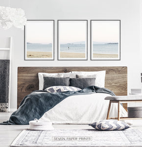 Soft colors ocean triptych wall art for bedroom
