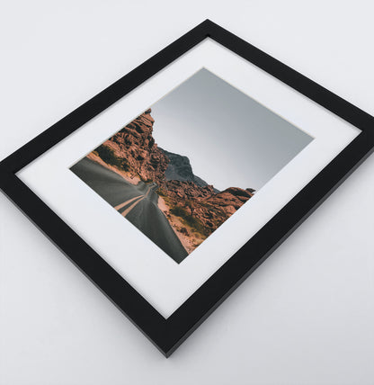 Brown Desert Canyons Highway Wall Art in Black Frame