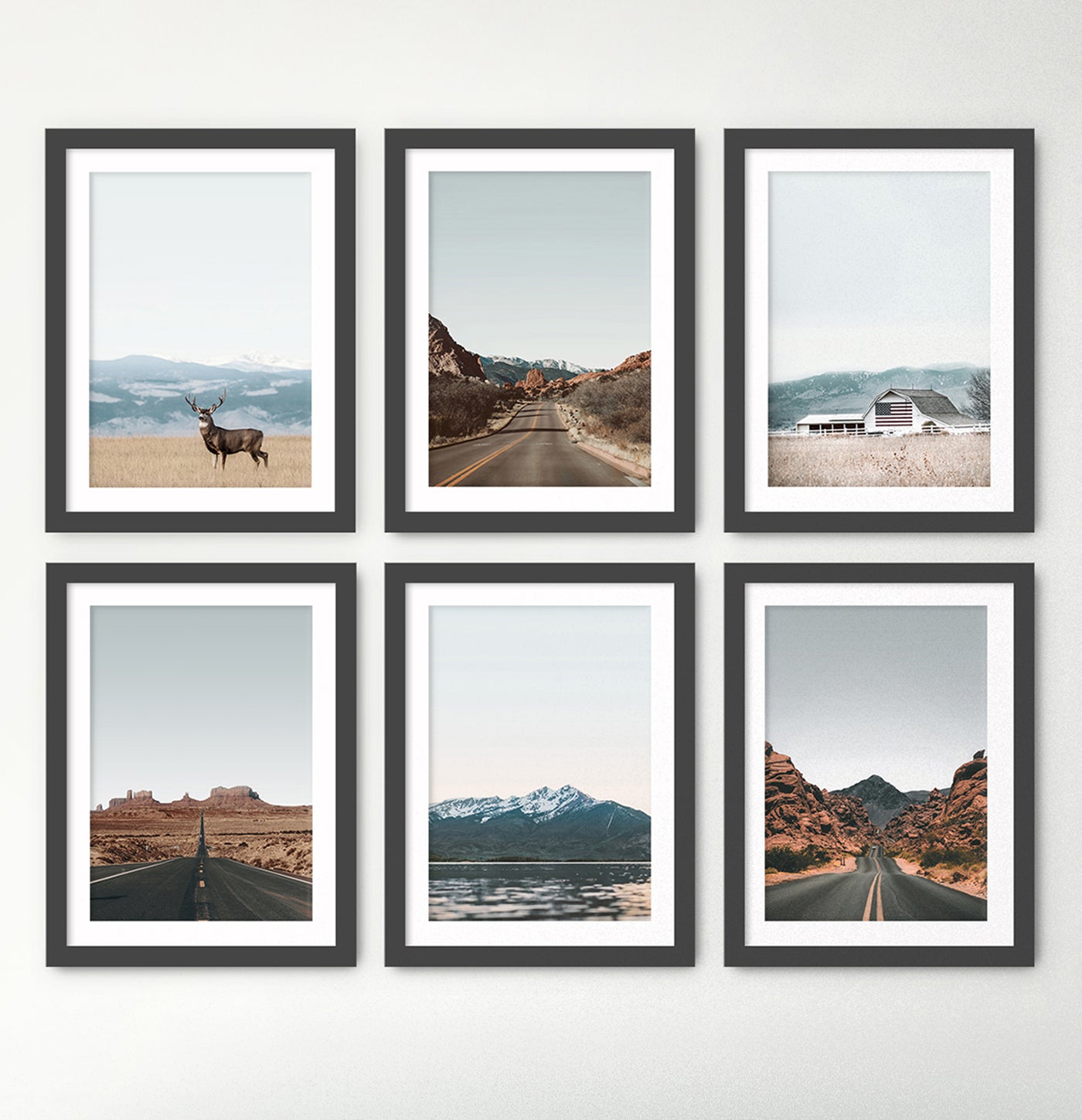 Rocky Mountains in Colorado vs Arizona Canyons Set Of 6 Wall Art