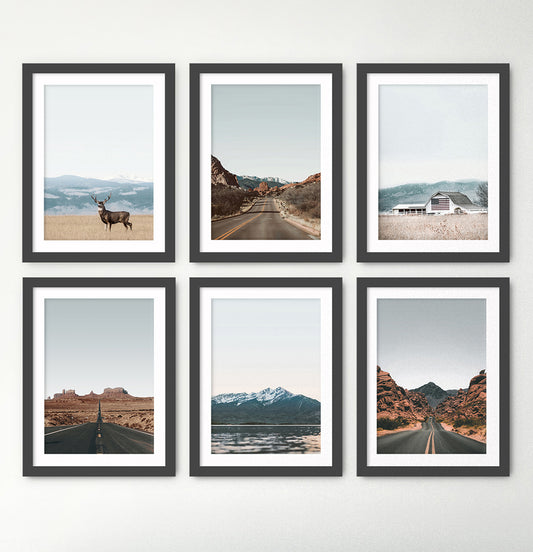 Rocky Mountains in Colorado vs Arizona Canyons Set Of 6 Wall Art