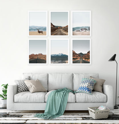 White-framed Set of 6 above the white sofa