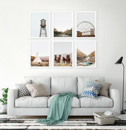 White-framed Set of 6 above the white sofa