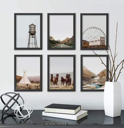 Black-framed Set Of 6 Above a Black Shelf