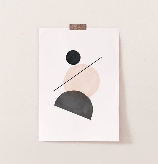 Geometric Shapes Poster In Terracotta and Black