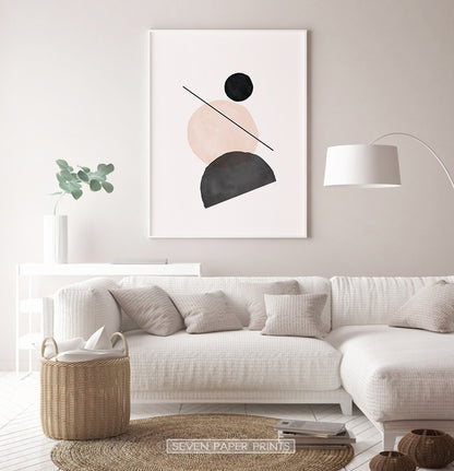 Geometric Shapes Poster In Terracotta and Black