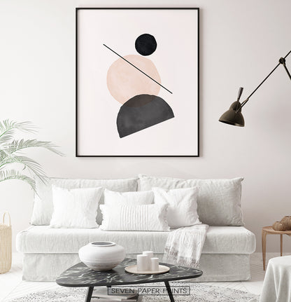 Geometric Shapes Poster In Terracotta and Black