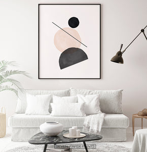 Geometric Shapes Poster In Terracotta and Black