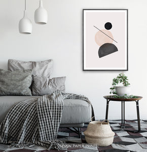 Geometric Shapes Poster In Terracotta and Black