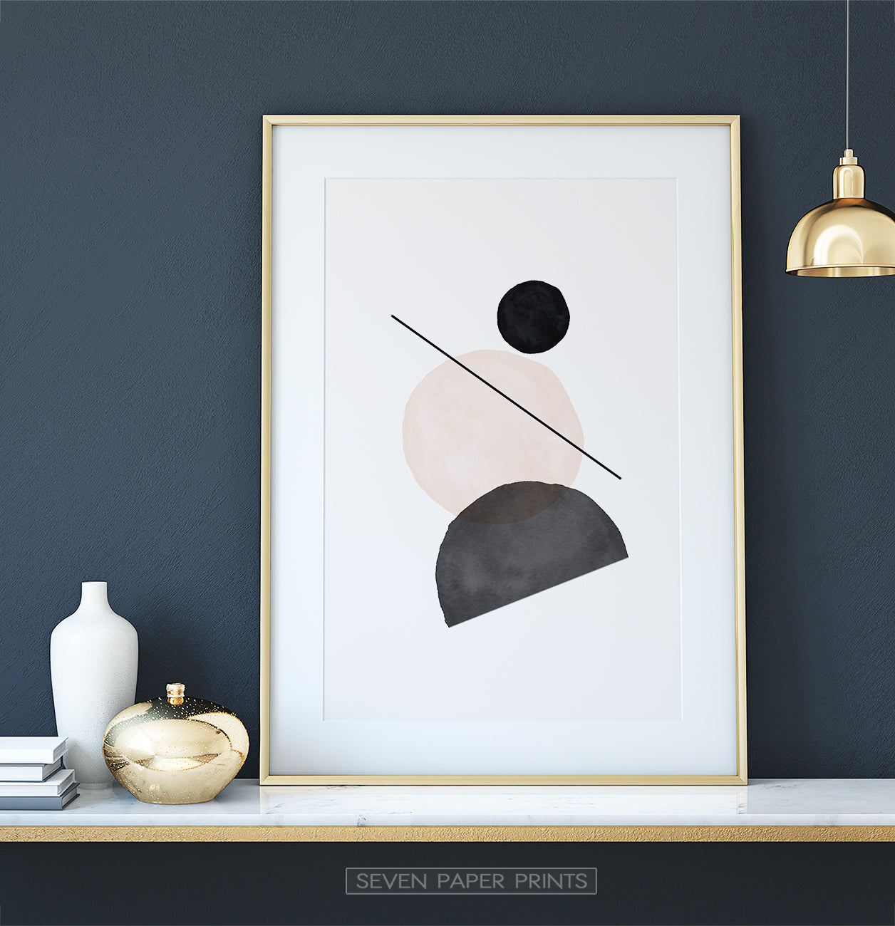 Geometric Shapes Poster In Terracotta and Black