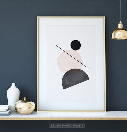 Geometric Shapes Poster In Terracotta and Black