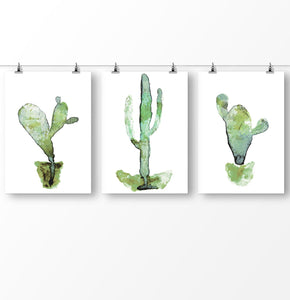 Watercolor Print, Cactus Wall Art, Printable Digital Art, 3 Piece Wall Art, Nursery Cactus Poster