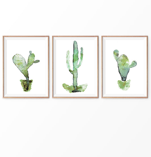 Watercolor Cacti Set of 3 Prints