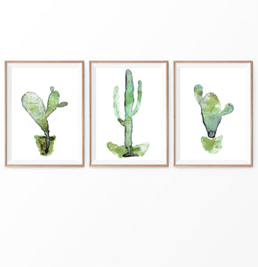Watercolor Cacti Set of 3 Prints