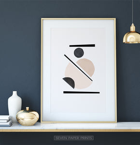 Dark Wall Abstract Geometry Poster in Gold Frame