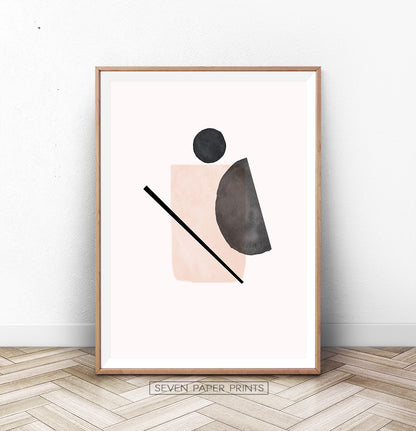 Abstract Shapes, Beige Boho Decor