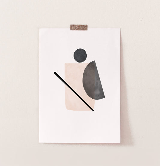 Abstract Shapes, Beige Boho Decor