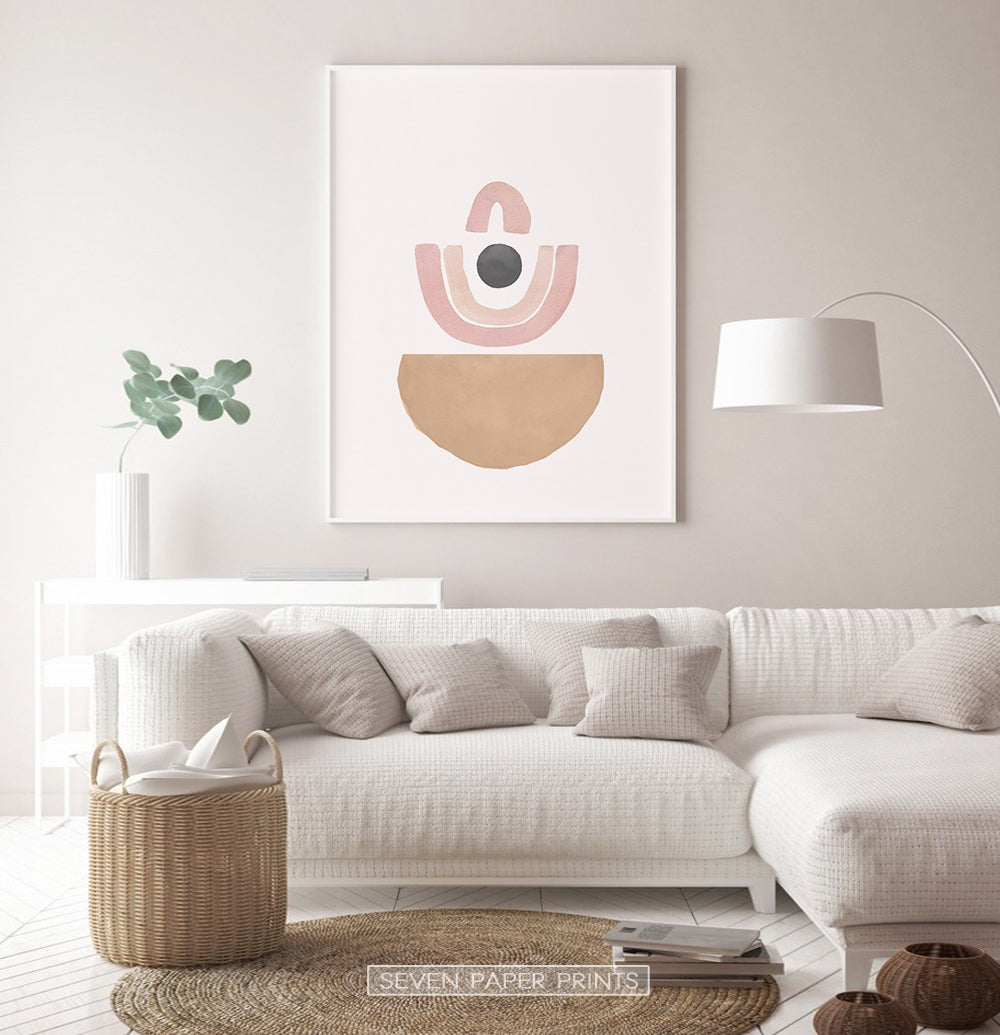 Pink, Beige and Earth Color Abstract Art