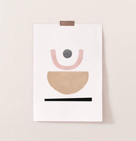 Brown Pink Abstract Wall Art, Sun and Moon Poster