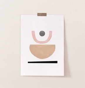 Brown Pink Abstract Wall Art, Sun and Moon Poster