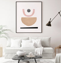 Load image into Gallery viewer, Brown Pink Abstract Wall Art, Sun and Moon Poster
