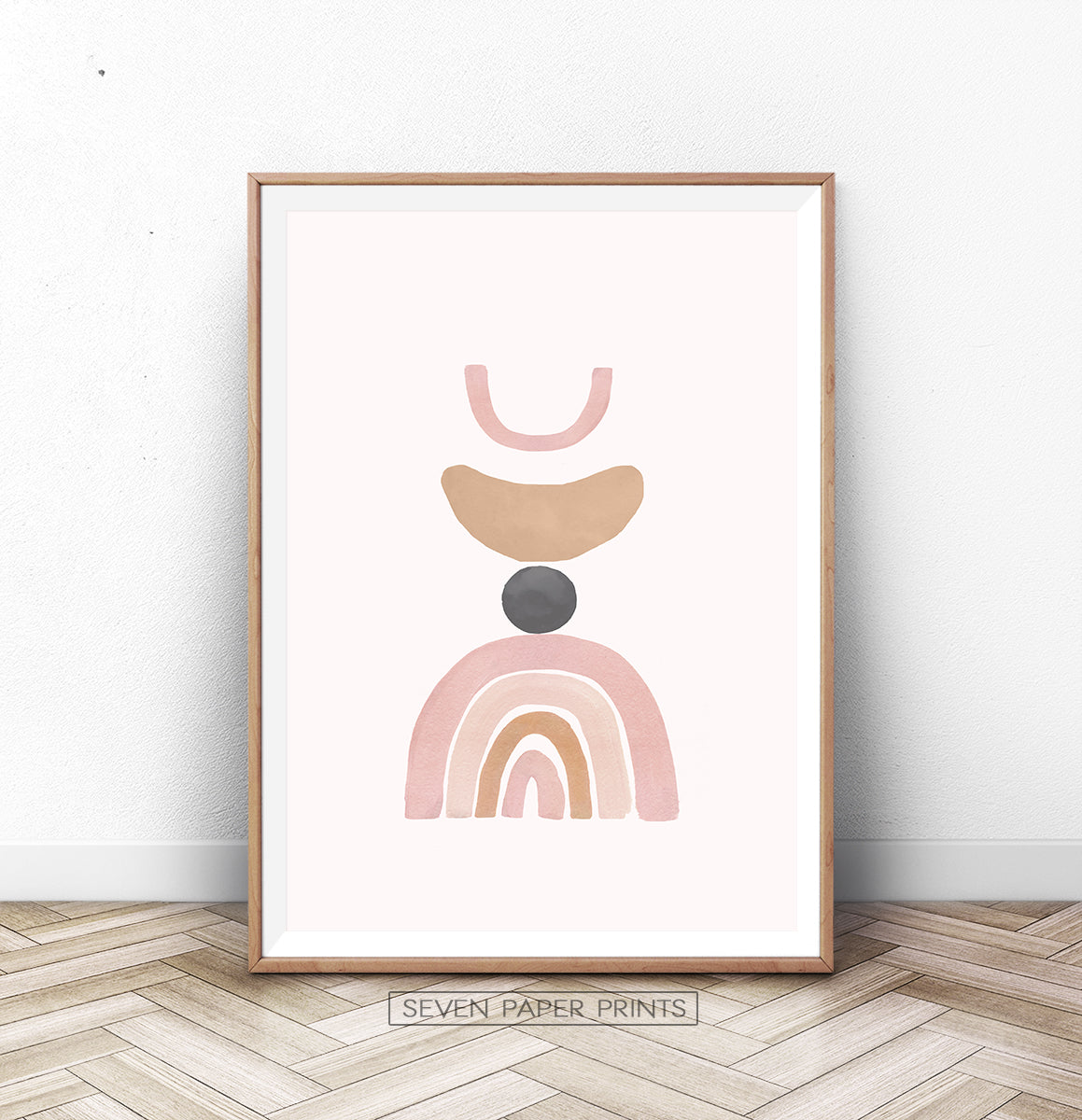 Rainbow, Sun and Moon Watercolor Art, Neutral Color Poster