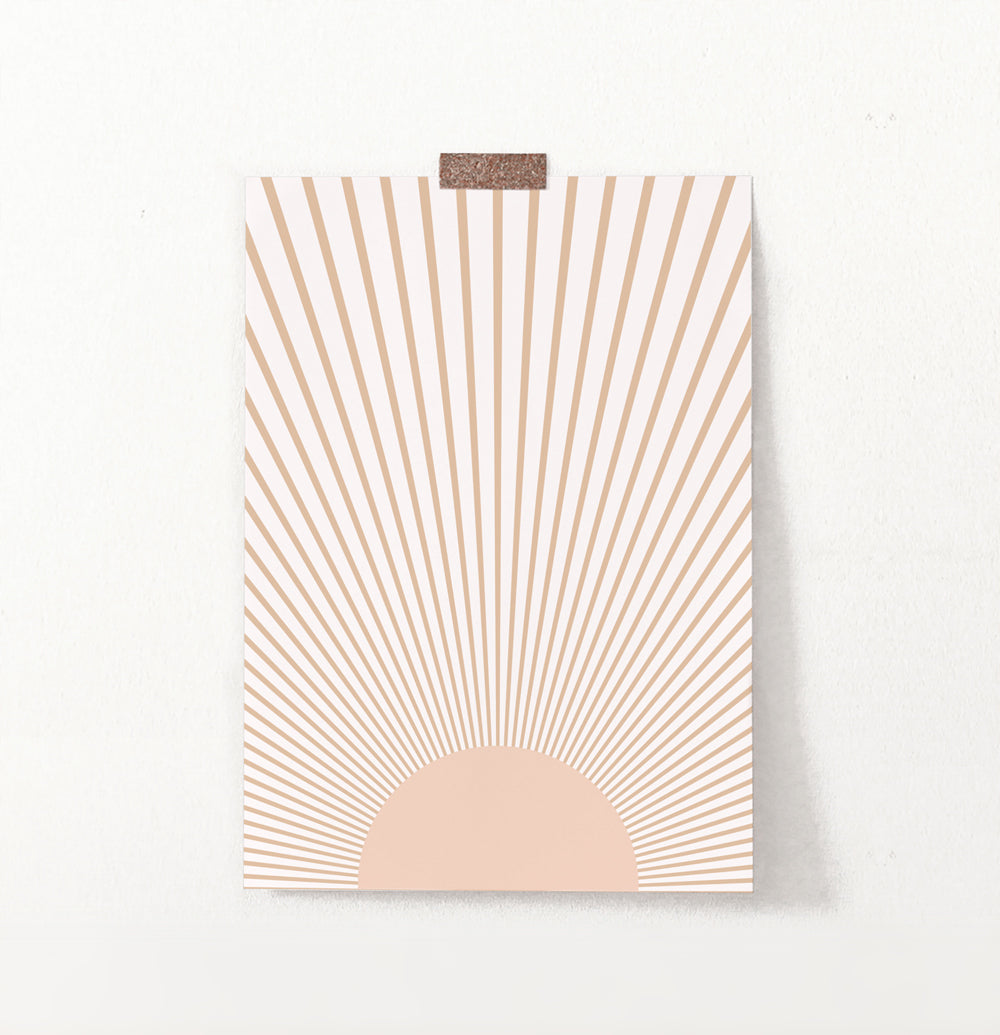 Boho Decor Abstract Sun Art Print, Neutral Color Art Print