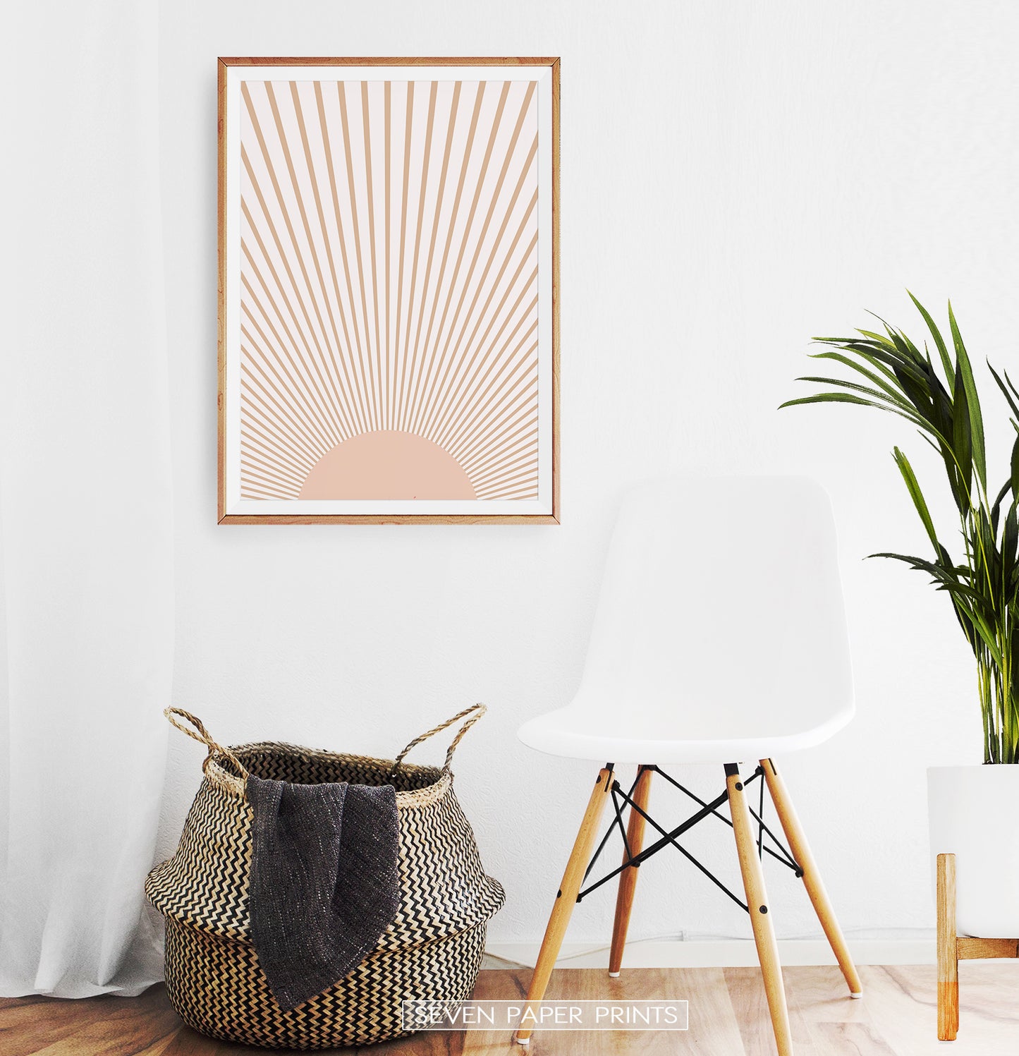Boho Decor Abstract Sun Art Print, Neutral Color Art Print