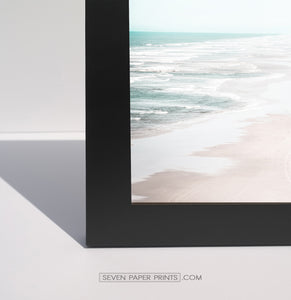 Beige Ocean Print Set - Framed. Waves, Seagulls, Reed