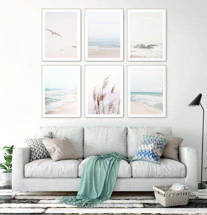 Pastel Beach Decor Set of Six Prints