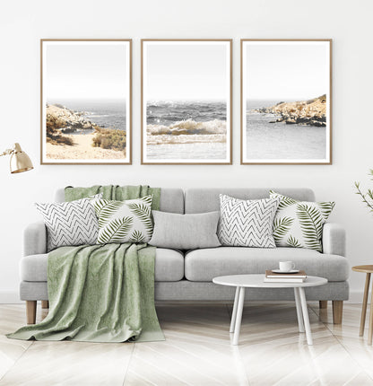 Sea Waves and Rocky Sea Shore Wall Print for Living Room