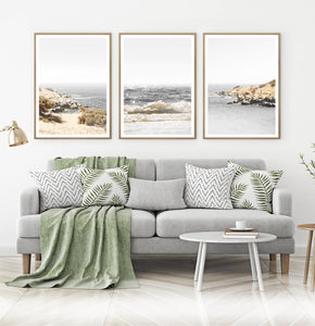 Sea Waves and Rocky Sea Shore Wall Print for Living Room