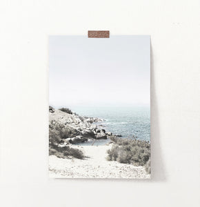 Aqua Beach Print with Shoreline View