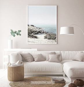 Beautiful Seascape With Greenery Wall Art for Living Room