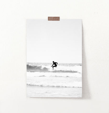 Black and White Surfer Print