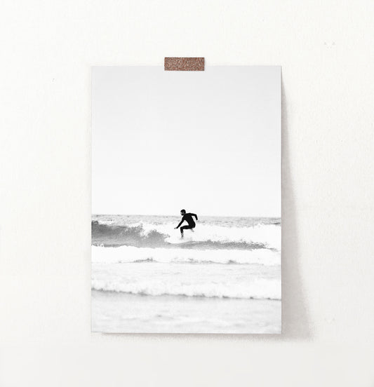 Black and White Surfer Print