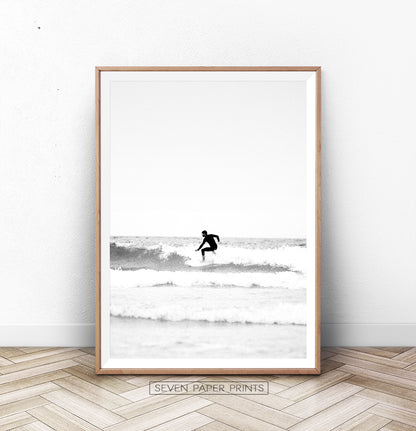 Black and White Surfer Print