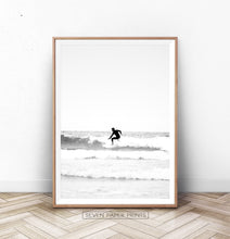 Load image into Gallery viewer, Black and White Surfer Print
